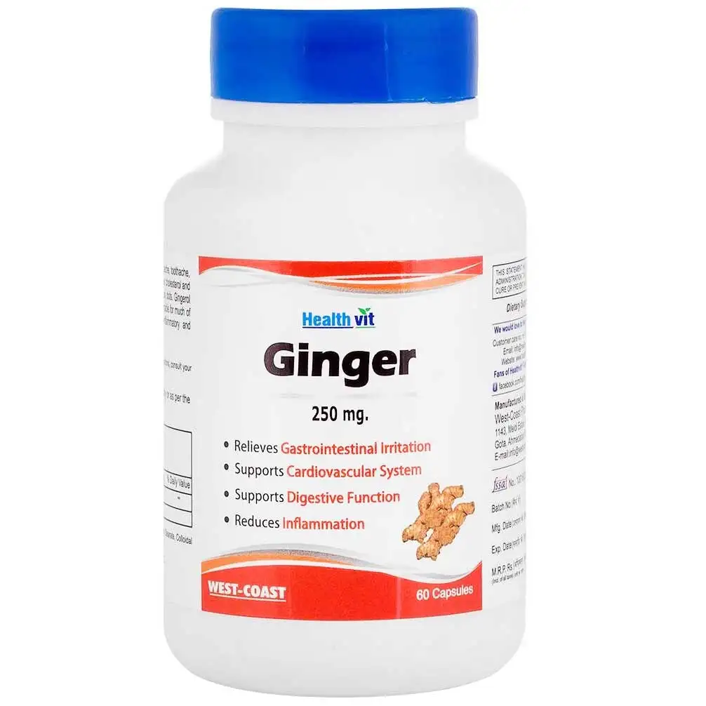 Healthvit Ginger powder (250mg),  60 capsules