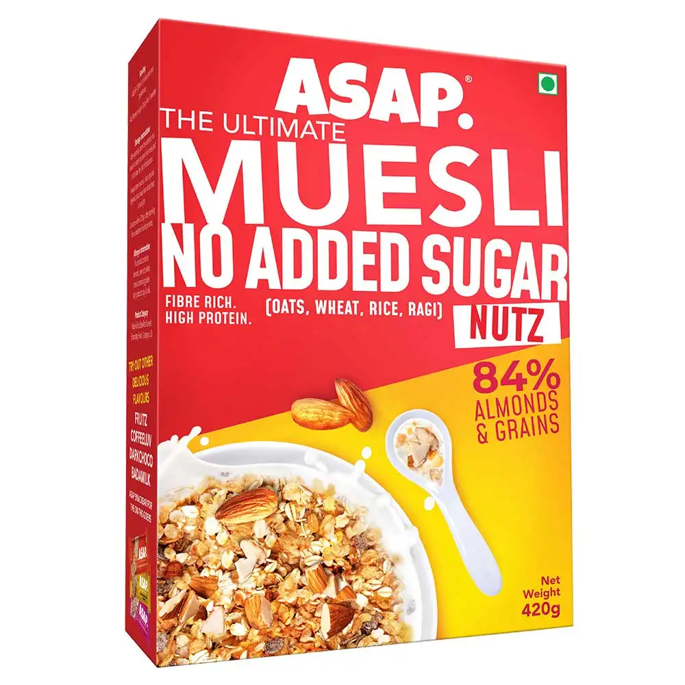 ASAP The Ultimate Muesli No Added Sugar,  420 g  Oats Wheat Rice & Ragi