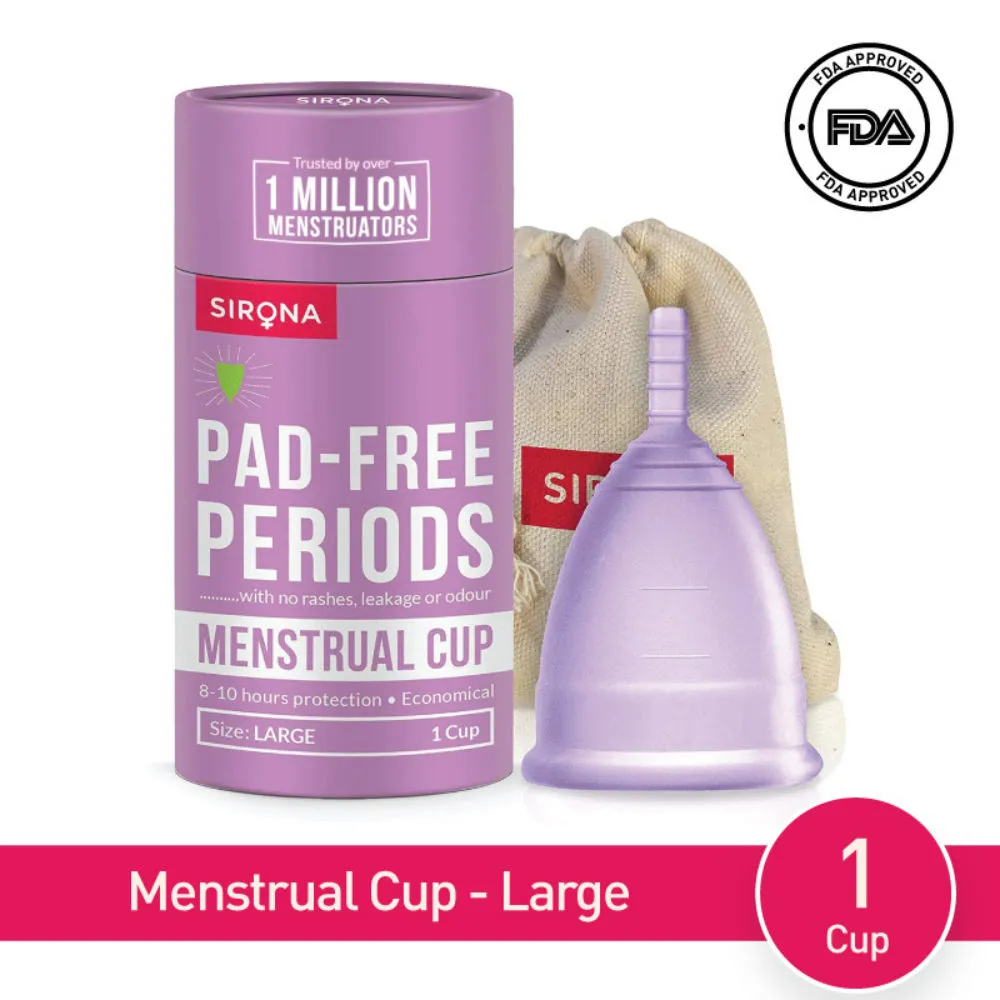 Sirona FDA Approved Reusable Menstrual Cup for Women (Large Size) | Protection for Up to 8-10 Hours