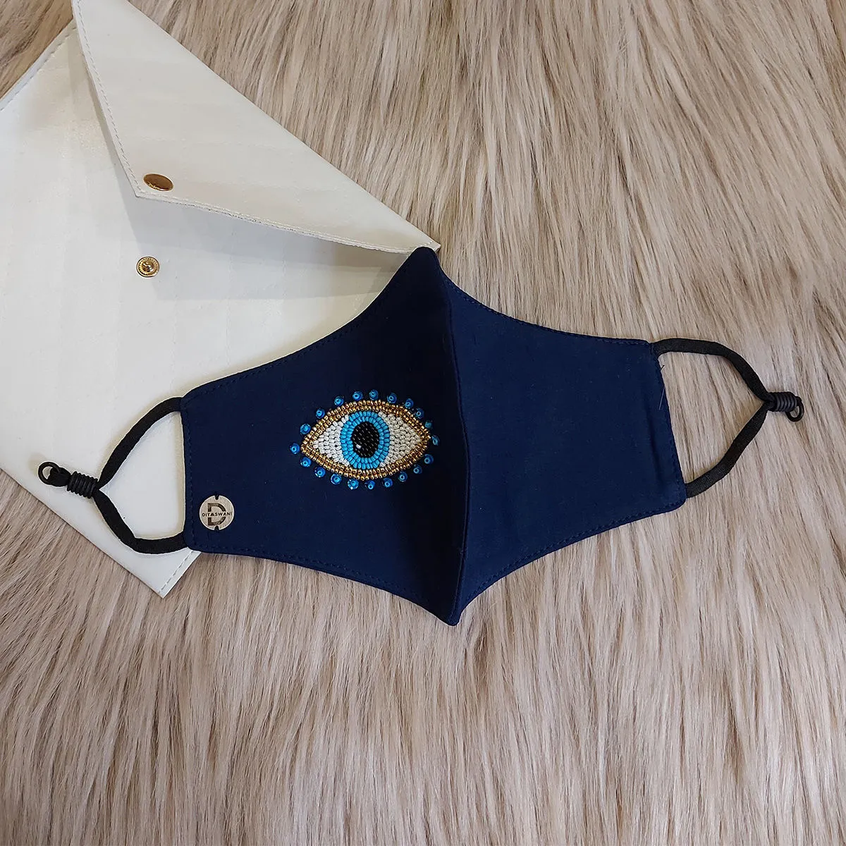 Diya Aswani Navy Blue Evil Eye Mask (one Sided)