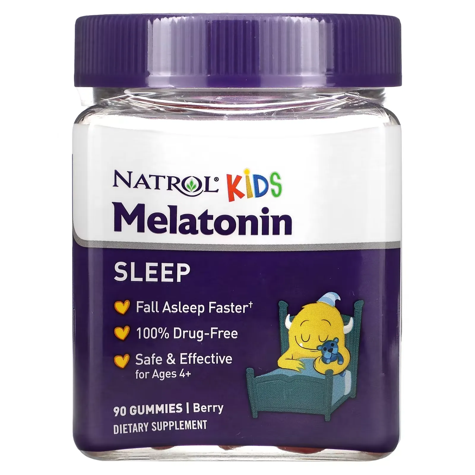 Kids, Melatonin, Ages 4+, Berry, 90 Gummies