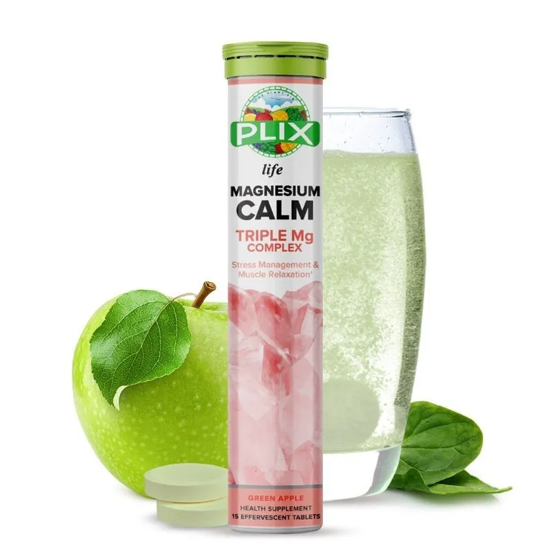 Plix Magnesium Calm With Triple Mg Complex Tablets - Green Apple Flavour