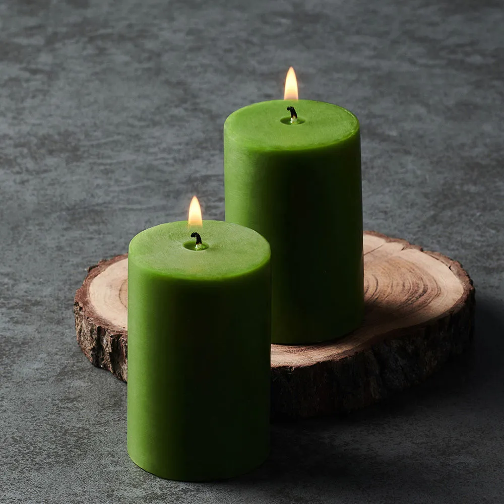 Pure Home + Living Green Set Of 2 Solid Pillar Candle