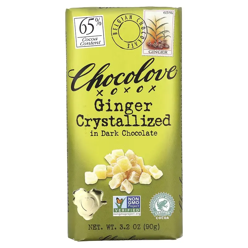 Ginger Crystallized in Dark Chocolate, 65% Cocoa, 3.2 oz (90 g)