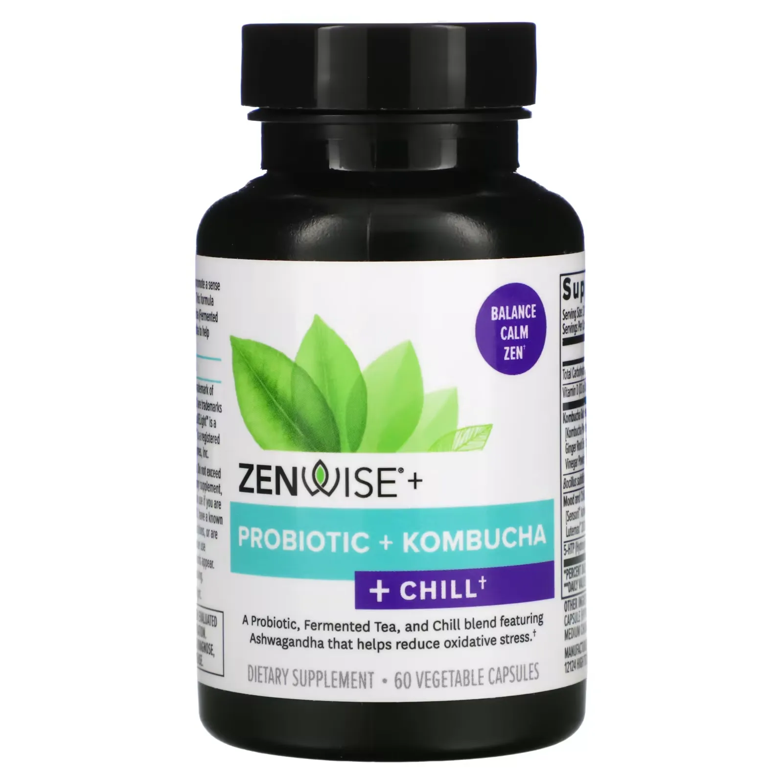 Probiotic + Kombucha + Chill, 60 Vegetable Capsules