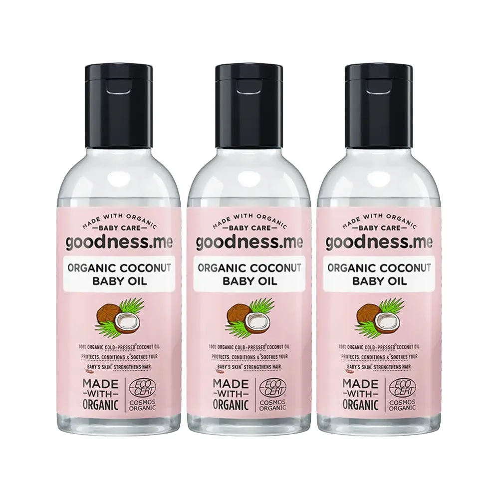 goodnessme 100% Organic Coconut Baby Oil Cold-Pressed (Pack Of 3)