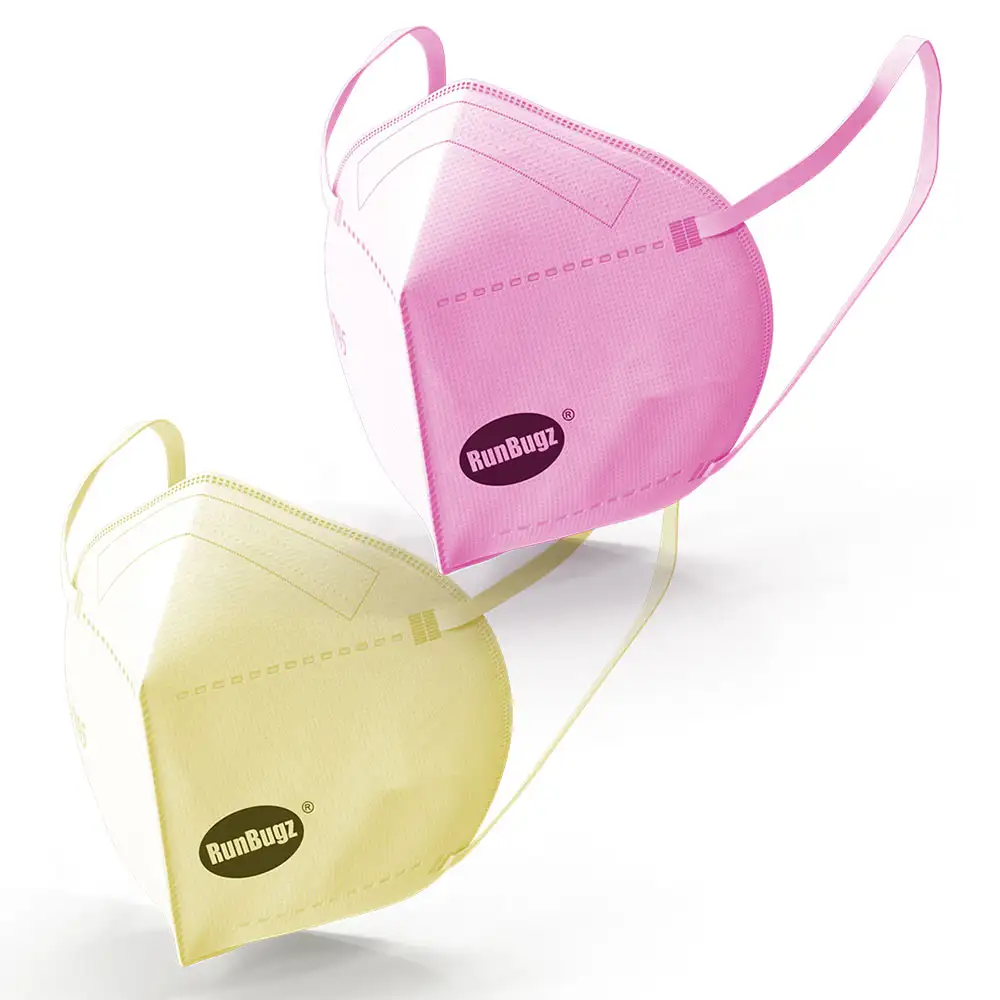 RunBugz N95 Mask,  Pink & Yellow for Girls (Pack of 2)