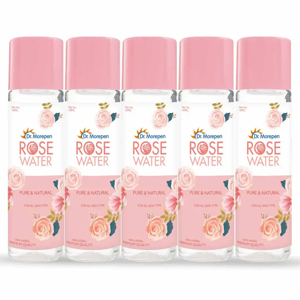 Dr. Morepen Pure & Natural Rose Water,  120 ml  for All Types of Skin Pack of 5