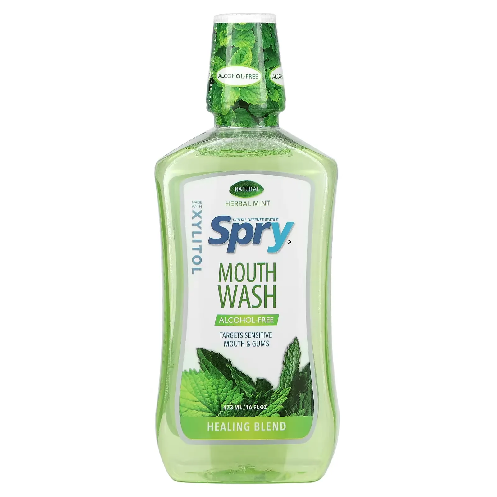 Spry Mouth Wash, Healing Blend, Alcohol-Free, Natural Herbal Mint, 16 fl oz (473 ml)