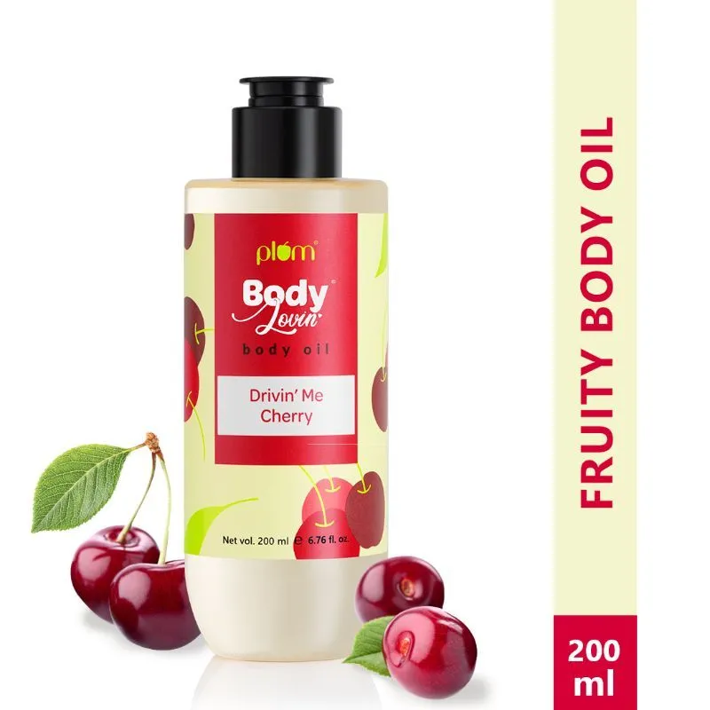 Plum Bodylovin' Drivin' Me Cherry Body Oil, Intense Moisture + Instant Glow, Normal to Dry Skin