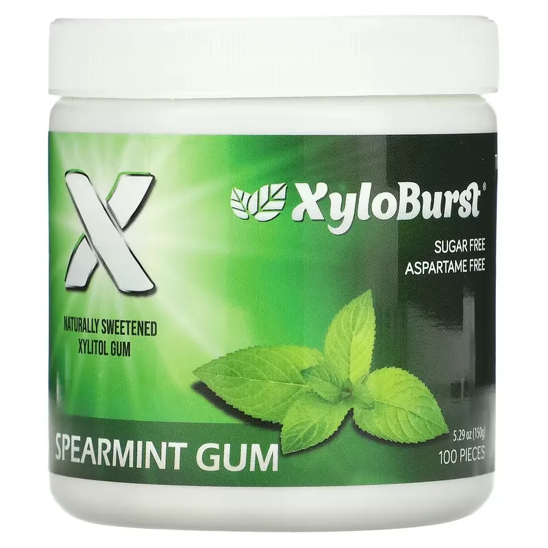 Xylitol Chewing Gum, Spearmint, 5.29 oz (150 g), 100 Pieces