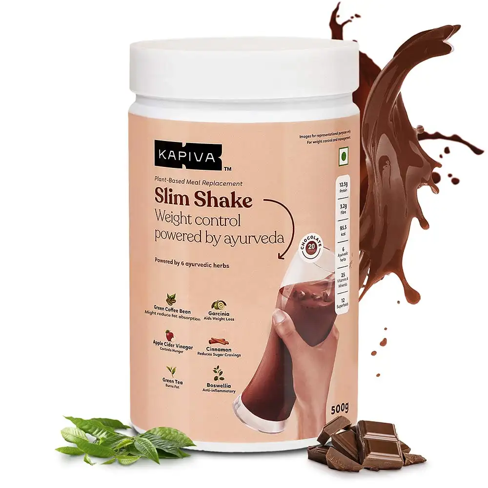 Kapiva Slim Shake,  0.5 kg  Chocolate (Weight Control Powered by Ayurveda)