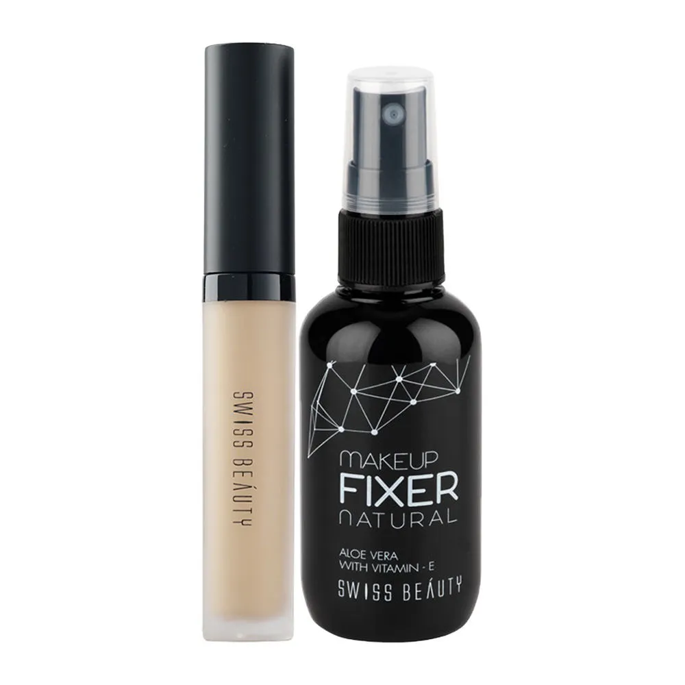 Swiss Beauty Long Lasting Makeup Fixer And Liquid Concealer 02 Combo