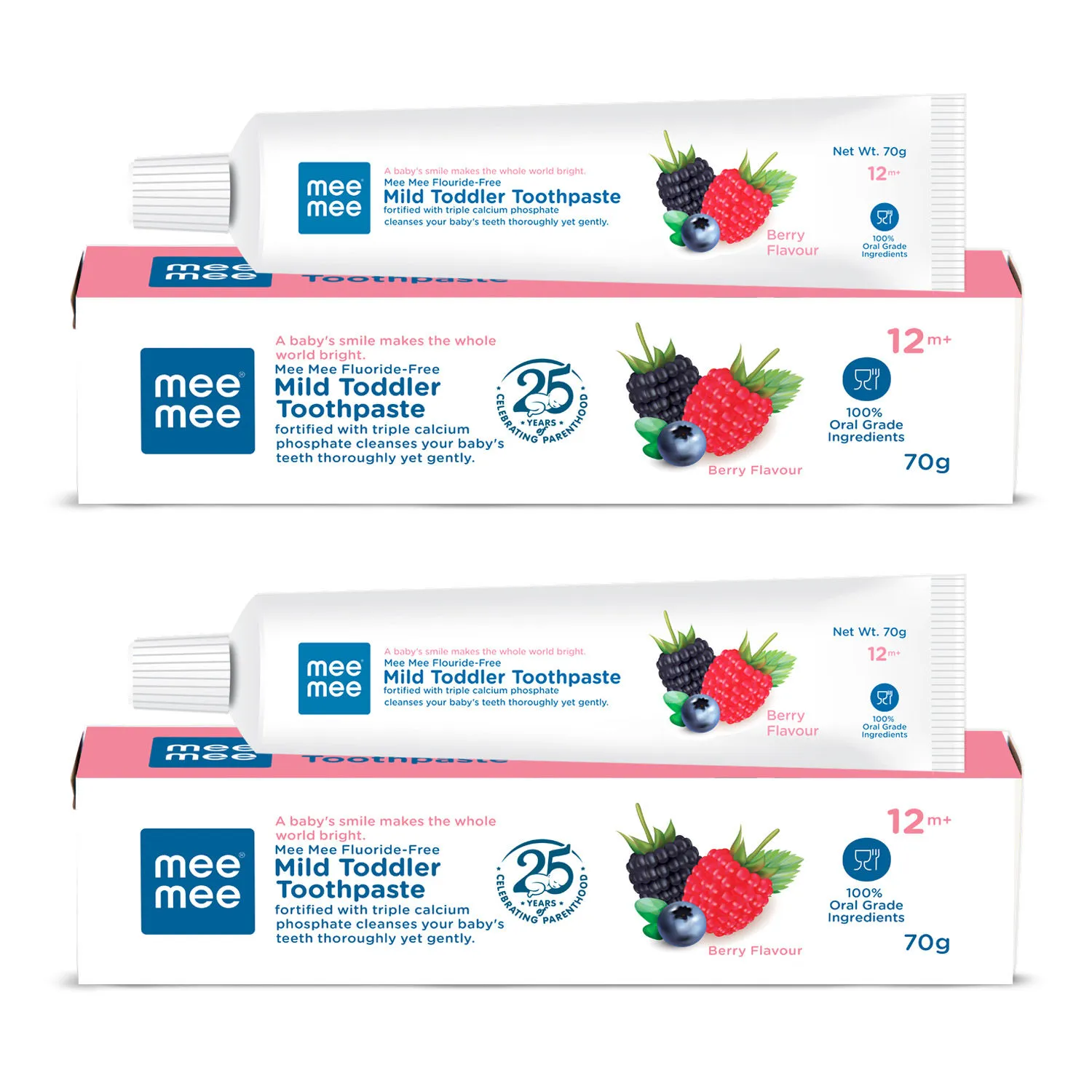 Mee Mee Fluoride Free Strawberry Flavor Toothpaste - (Pack Of 2)