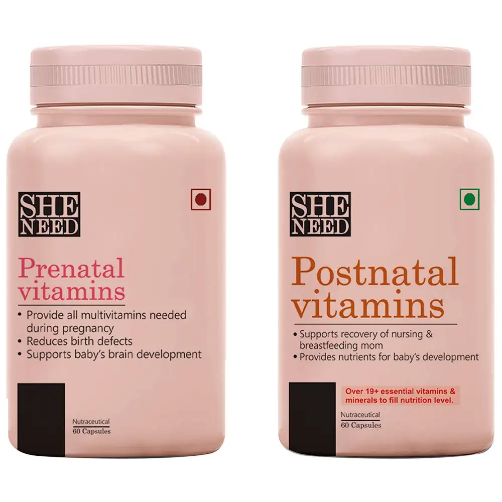 SheNeed Prenatal & Postnatal Vitamins,  60 capsules  Unflavoured