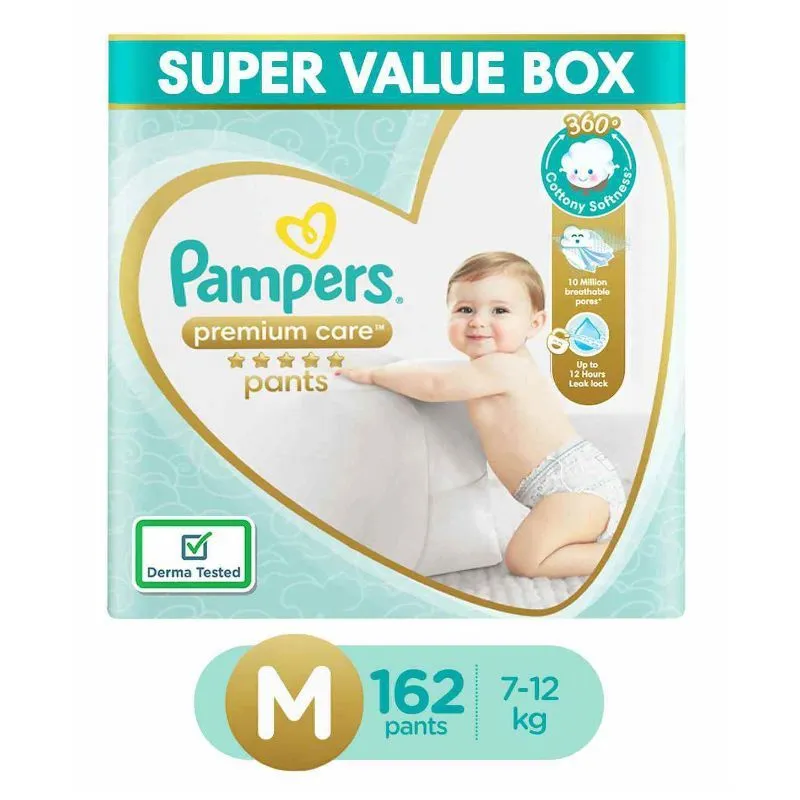 Pampers Premium Care Super Value Box Pack Medium - 162 Pack