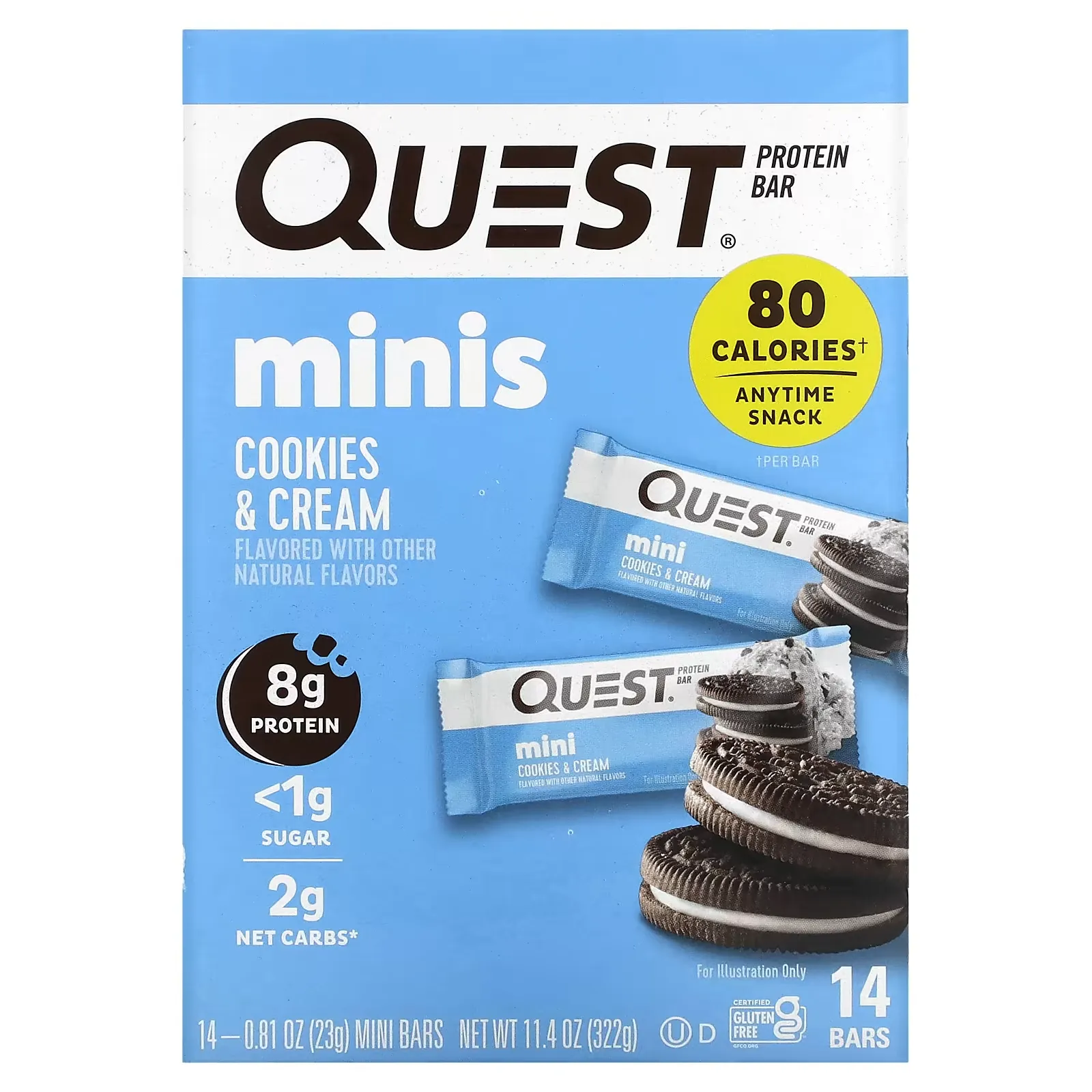 Mini Protein Bars, Cookies & Cream, 14 Bars, 0.81 oz (23 g) Each