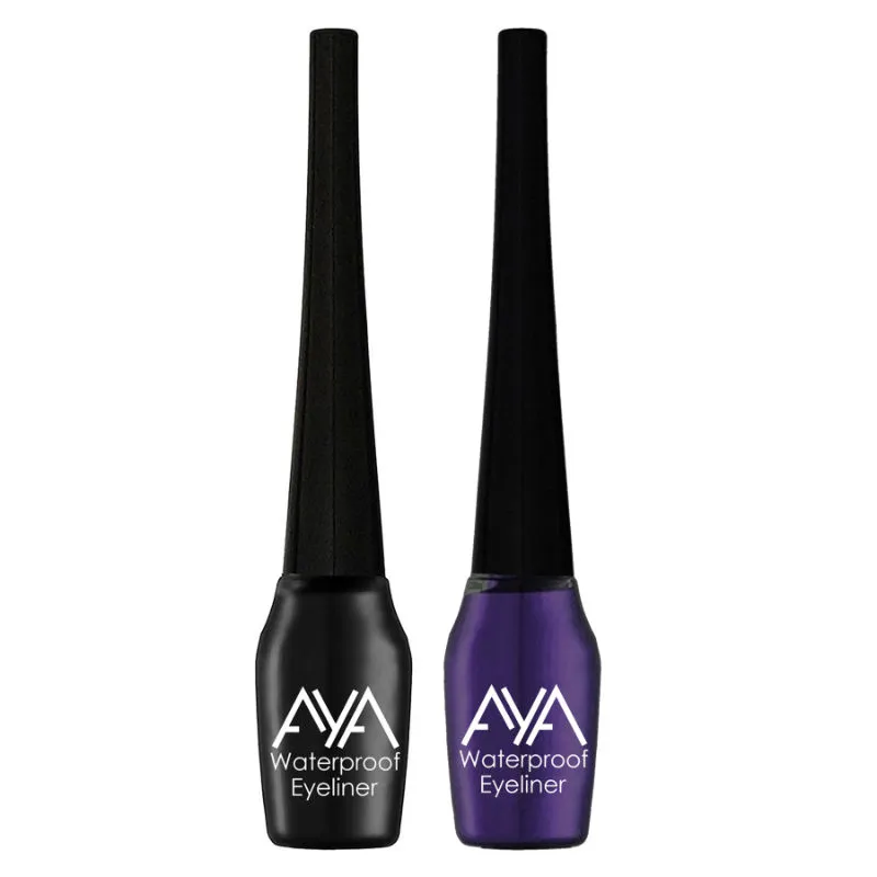 AYA Waterproof Eyeliner - Black And Purple (Set of 2)