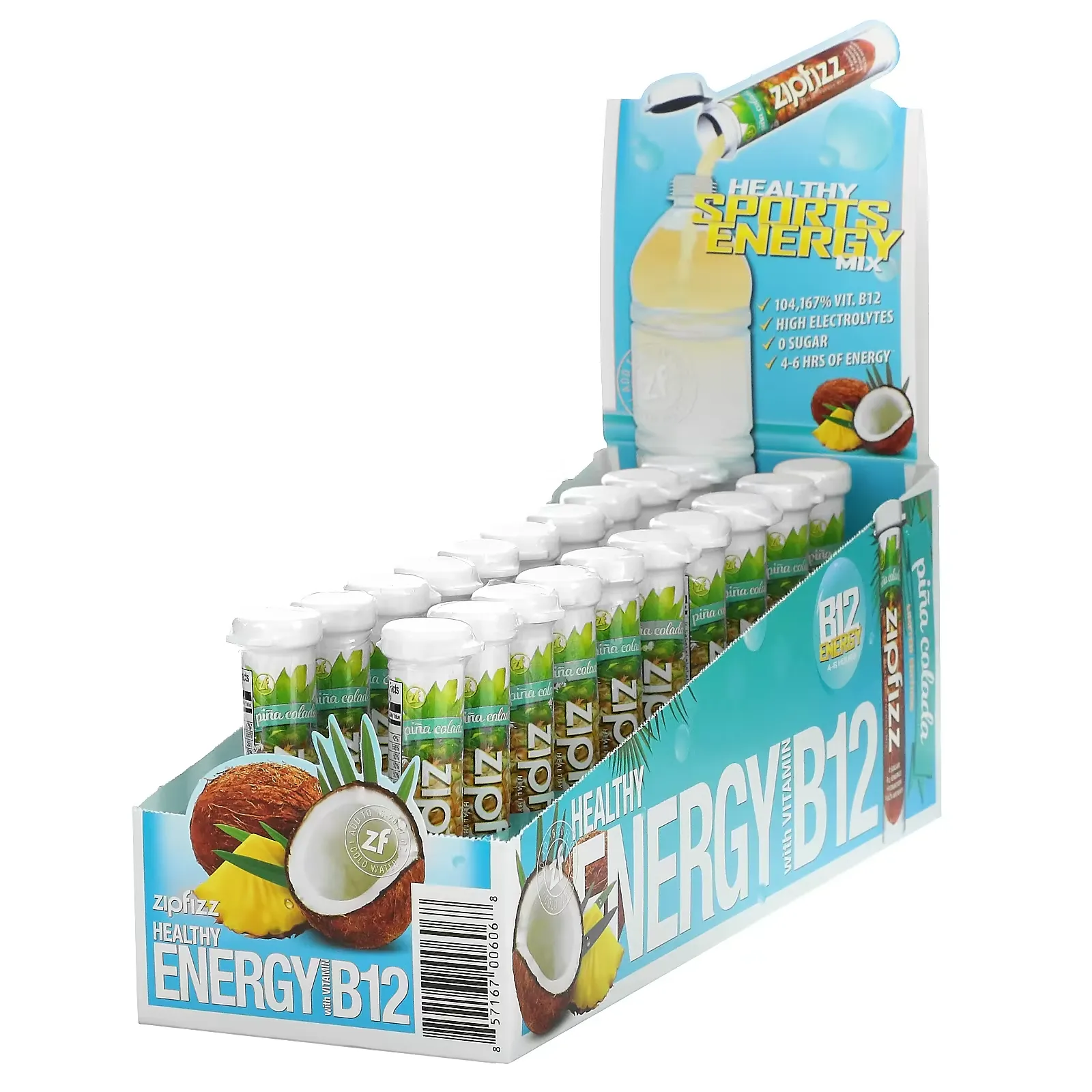 Healthy Energy With Vitamin B12, Pina Colada, 20 Tubes, 11 g Each