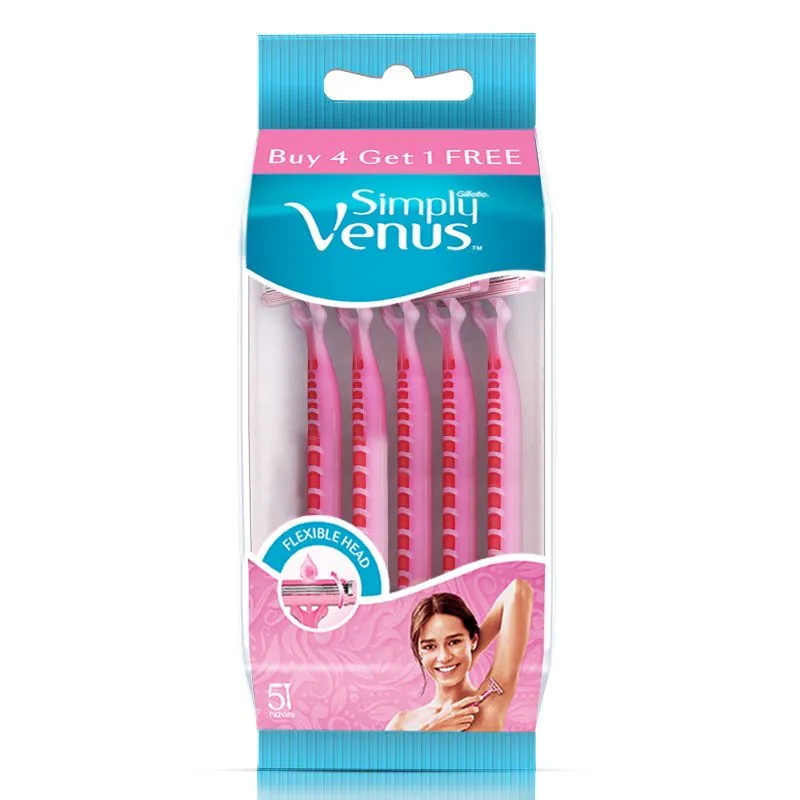 Gillette Venus Simply Venus Pink Hair Removal for Women - 5 razors (B4G1)