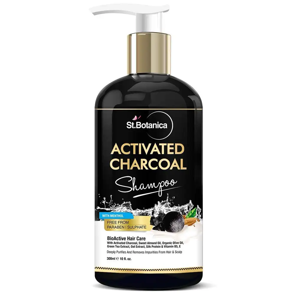 St.Botanica Activated Charcoal Shampoo,  300 ml  No Sulphate, No Parabens, No Silicon