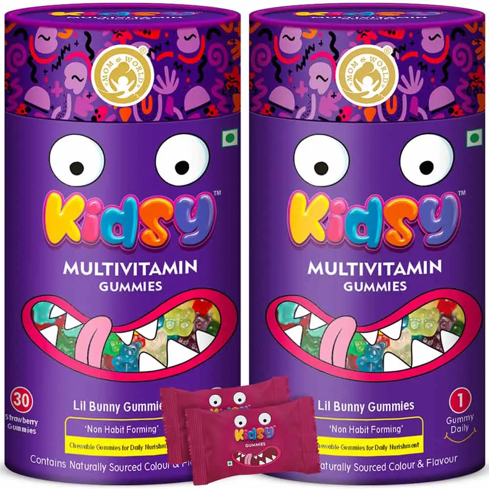 Mom & World Kidsy Multivitamin,  30 gummies  Strawberry (Pack of 2)