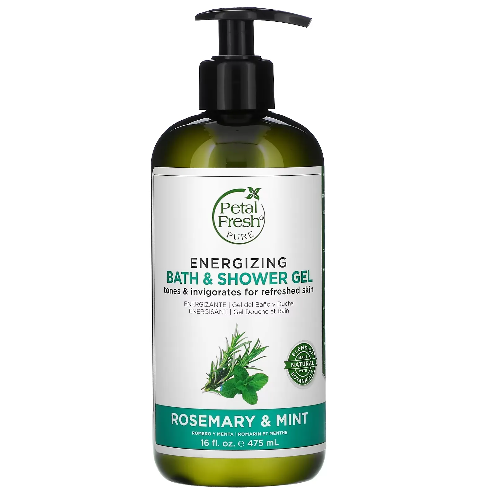 Pure, Energizing Bath & Shower Gel, Rosemary & Mint, 16 fl oz (475 ml)