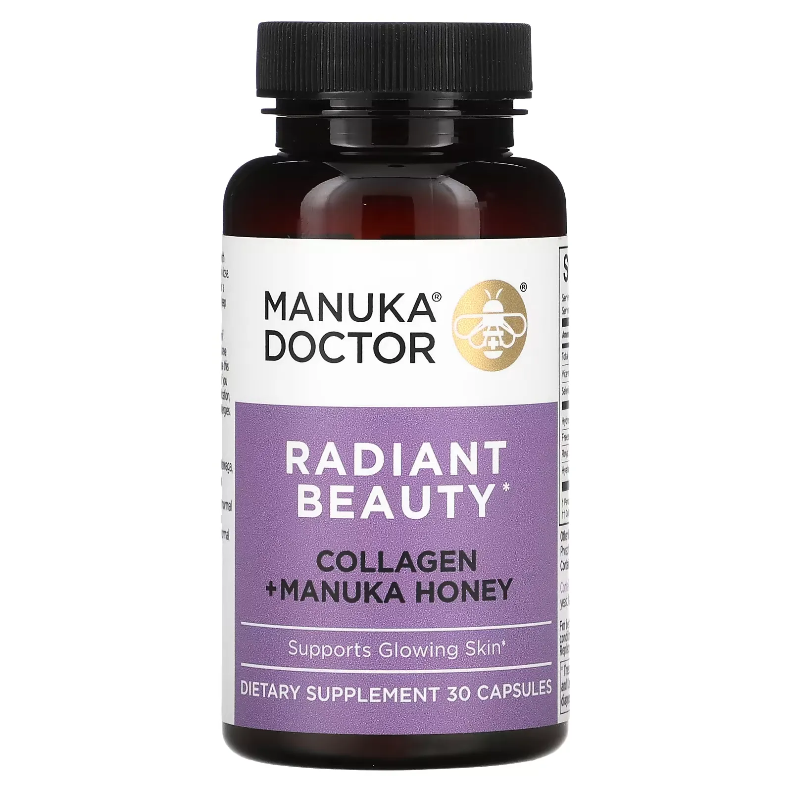 Radiant Beauty, Collagen + Manuka Honey, 30 Capsules