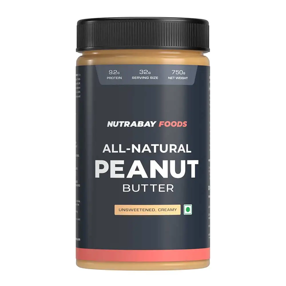 Nutrabay Foods All-Natural Peanut Butter,  750 g  Unsweetened, Creamy