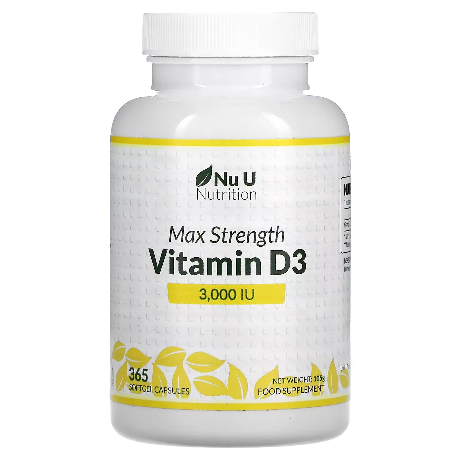 Max Strength Vitamin D3, 3,000 IU, 365 Softgel Capsules