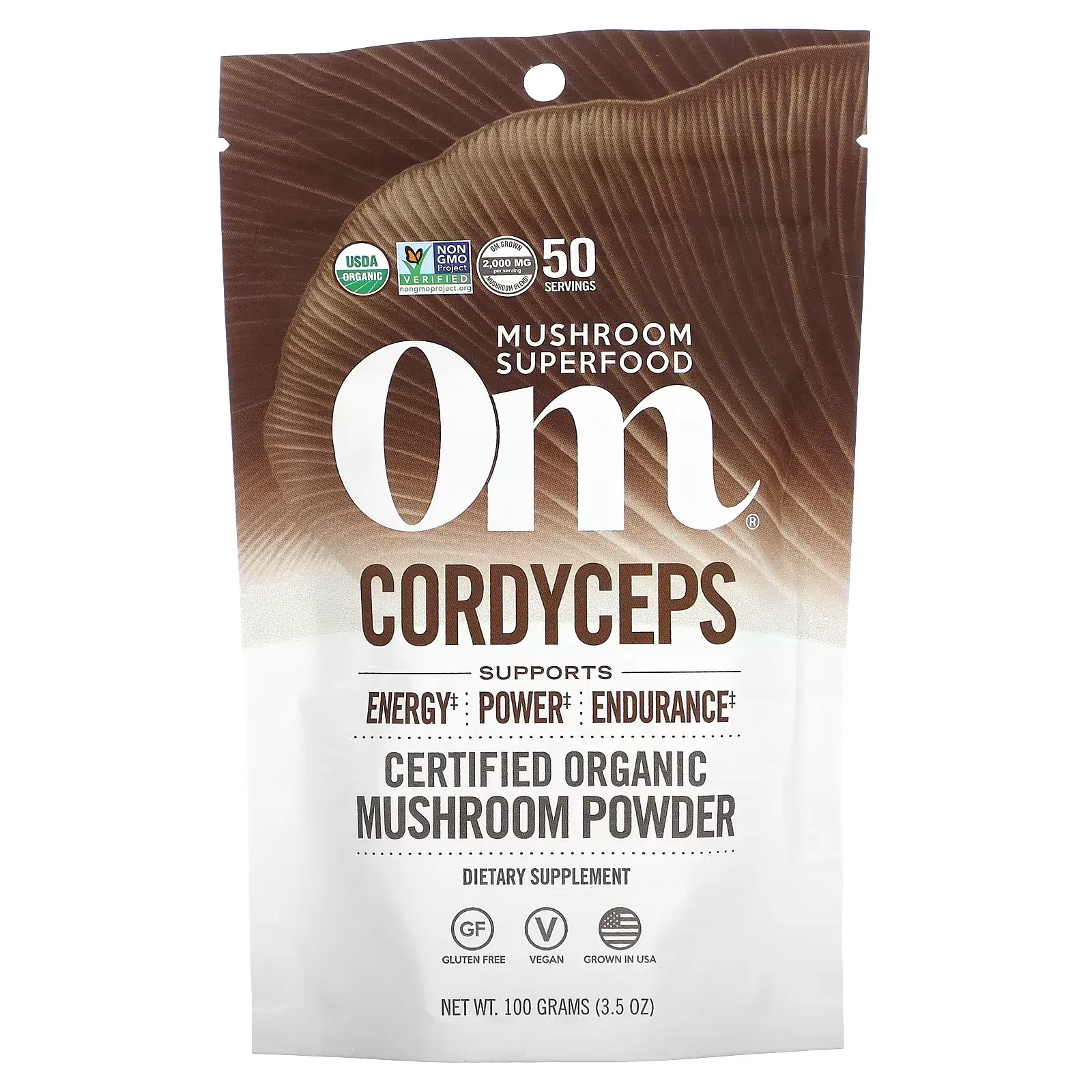 Certified Organic Mushroom Powder, Cordyceps, 3.5 oz (100 g)