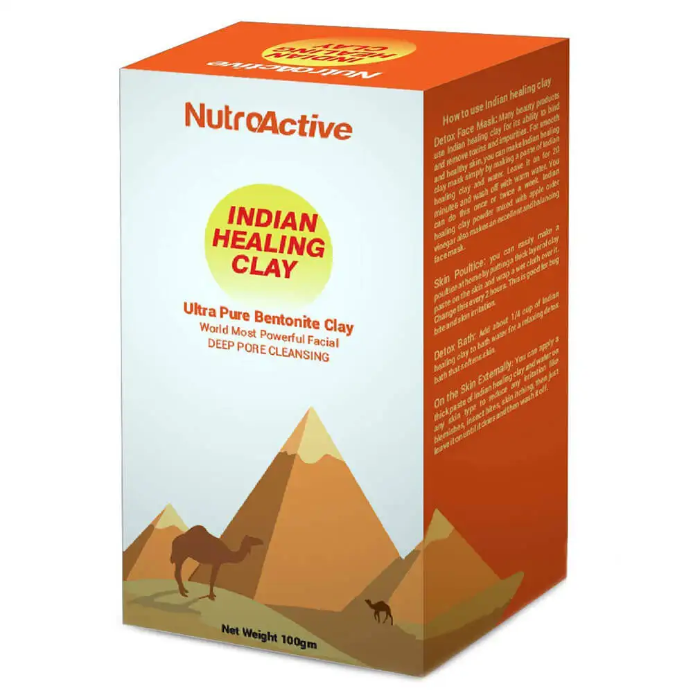 NutroActive Ultra Pure Bentonite Clay (Indian Healing Clay) Powder,  100 g  for All Skin Types