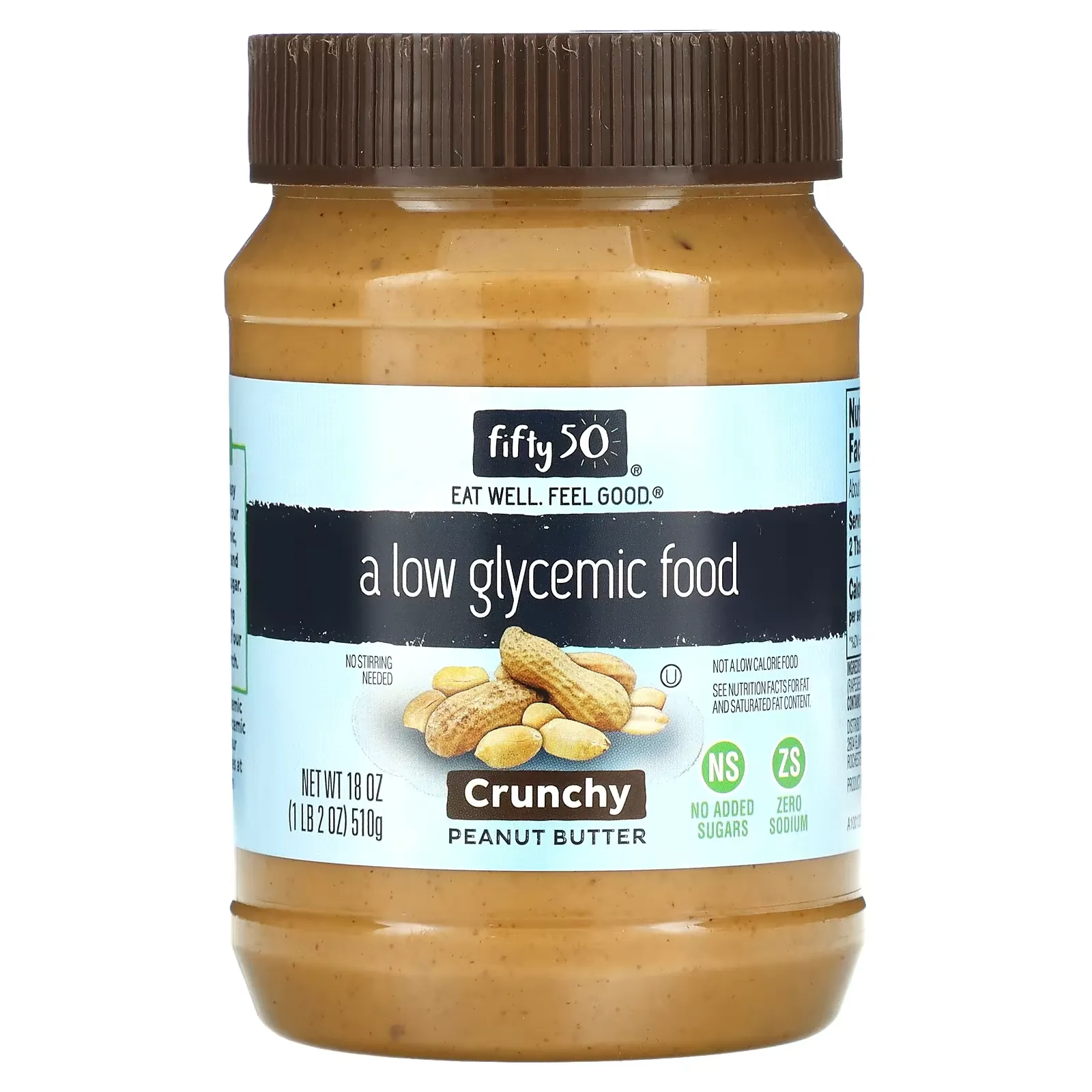 Low Glycemic Peanut Butter, Crunchy, 18 oz (510 g)