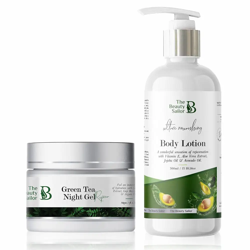 The Beauty Sailor Ultra Nourishing Body Lotion 300 ml & Green Tea Night Gel Combo,  50 g  Ultra Nourishing