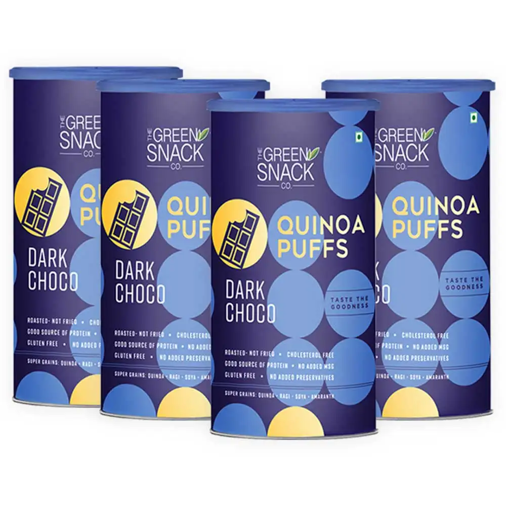 The Green Snack Co. Quinoa Puffs - Pack of 4,  Dark Choco  150 g