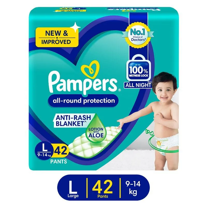 Pampers New Diapers Pants Large - 42 Pack