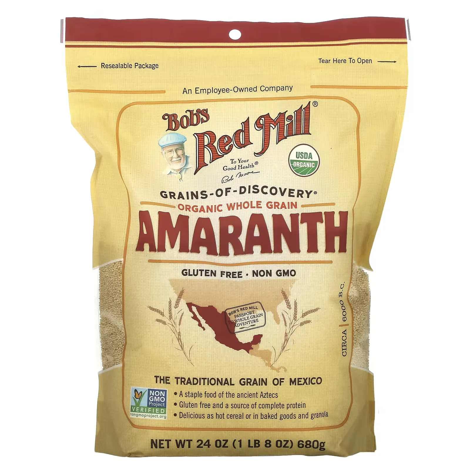 Organic Amaranth, Whole Grain, 24 oz (680 g)