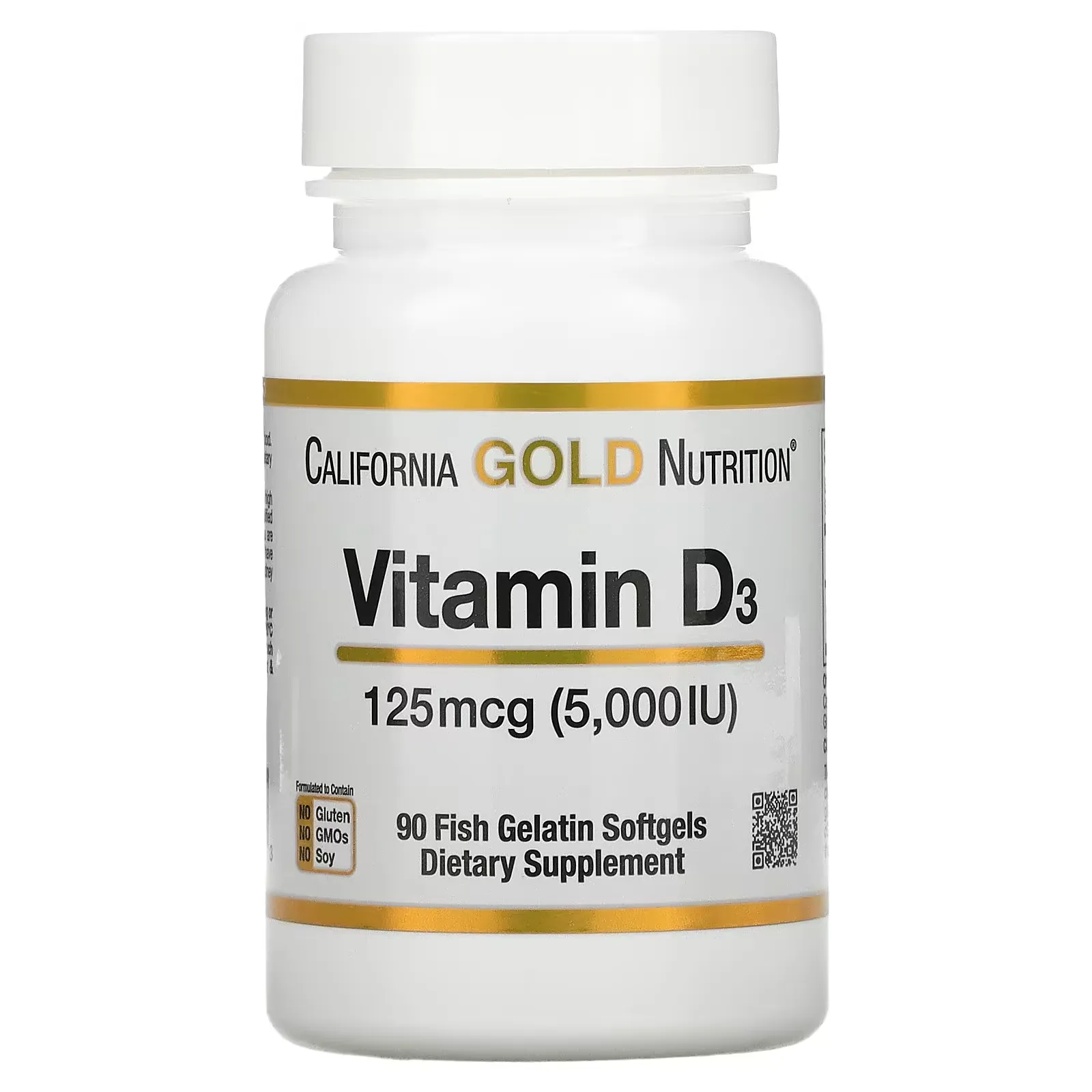 Vitamin D3, 125 mcg (5,000 IU), 90 Fish Gelatin Softgels