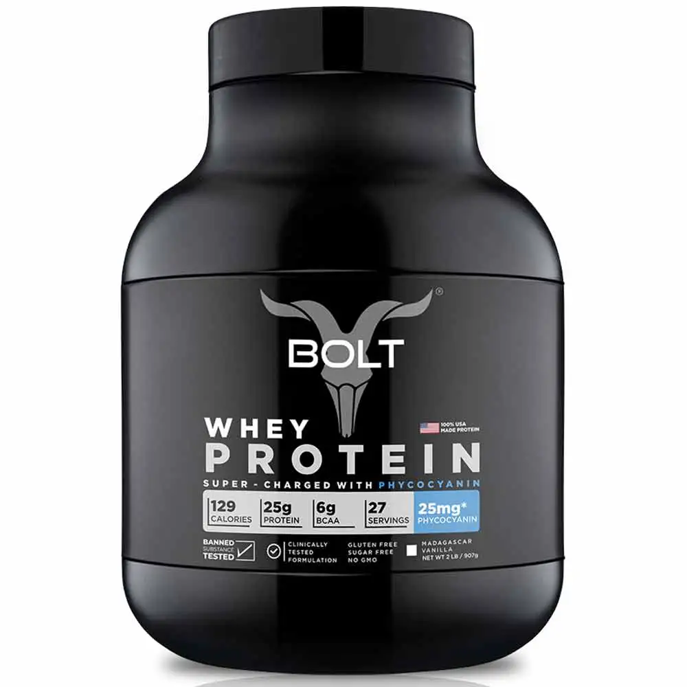 Bolt Whey Protein Super-Charged With Phycocyanin,  2 lb  Madagascar Vanilla