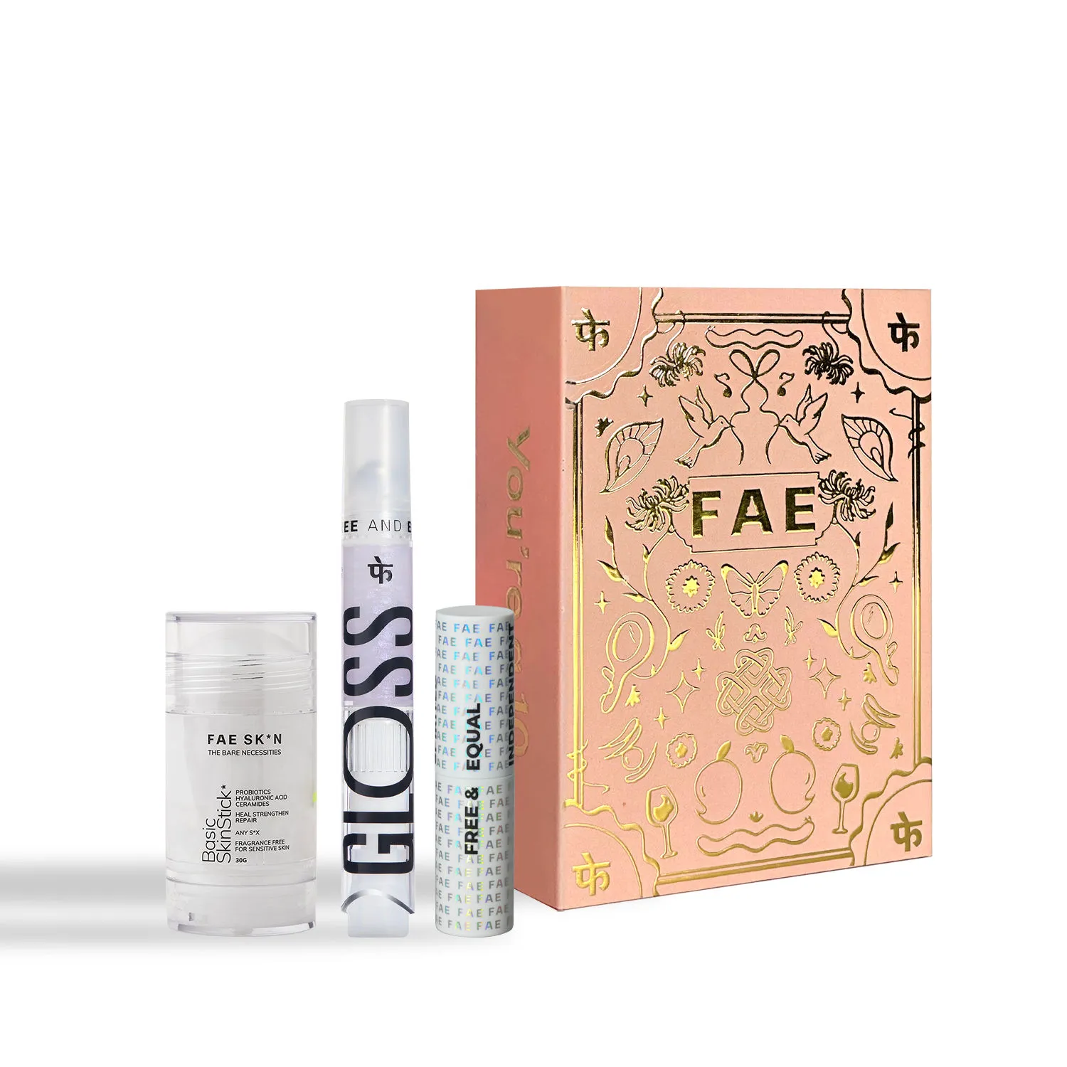 FAE Beauty Gift Box with Glaws Gloss + Modern Matte Lipstick + Basic Skinstick