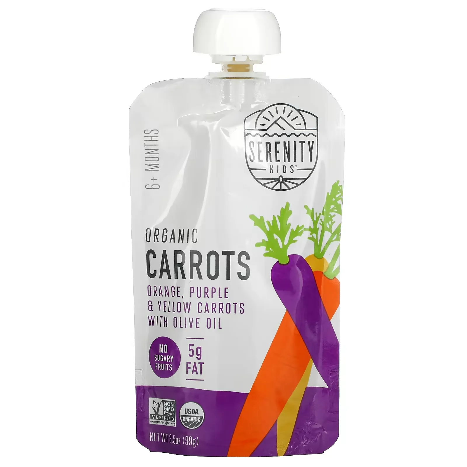 Organic Carrots, Orange, Purple & Yellow Carrots with Olive Oil, 6+ Months, 3.5 oz (99 g)