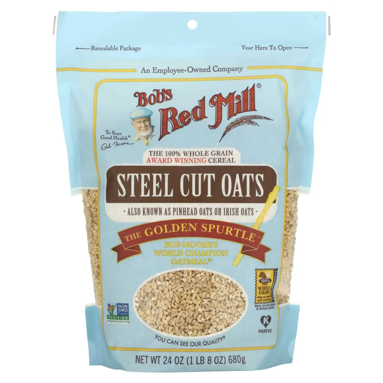 Steel Cut Oats, Whole Grain, 24 oz (680 g)