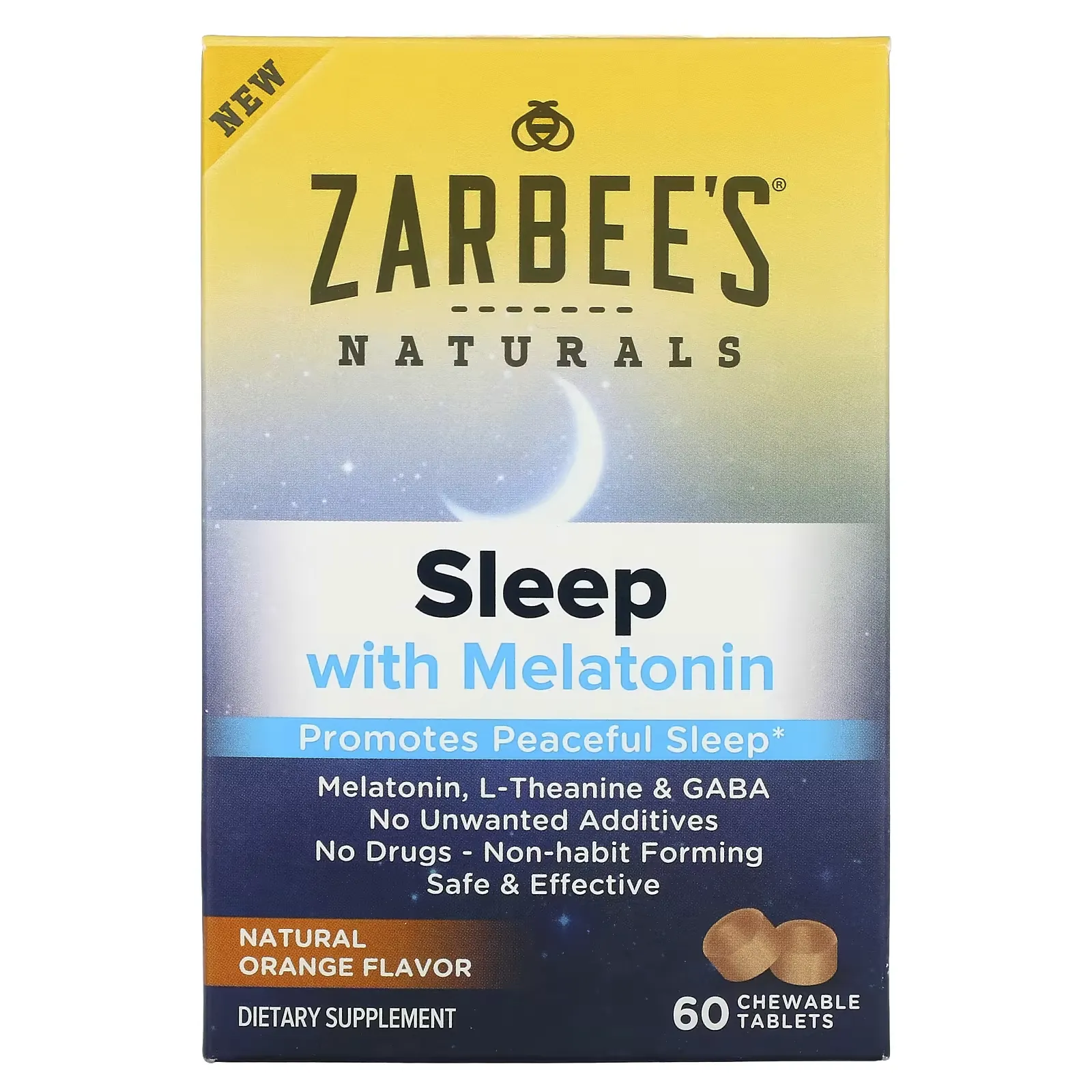 Sleep with Melatonin, Natural Orange, 60 Chewable Tablets