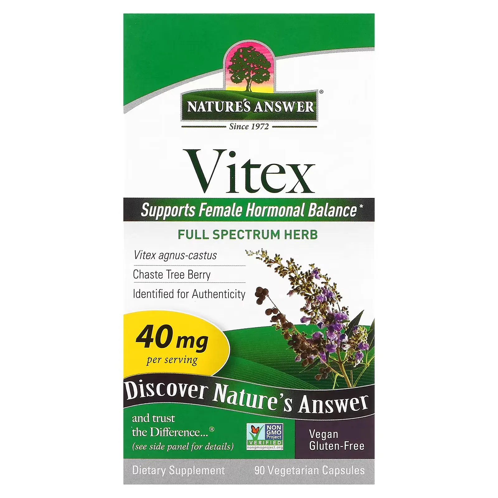 Vitex, Agnus-Castus Chaste Tree Berry, 40 mg, 90 Vegetarian Capsules