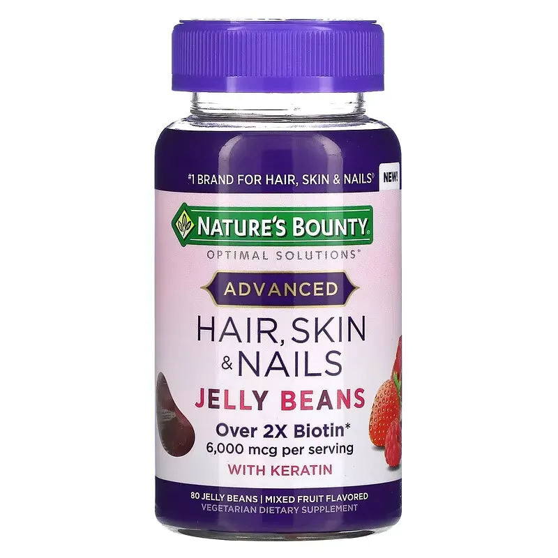 Advanced, Hair, Skin & Nails, Mixed Fruit, 3,000 mcg, 80 Jelly Beans