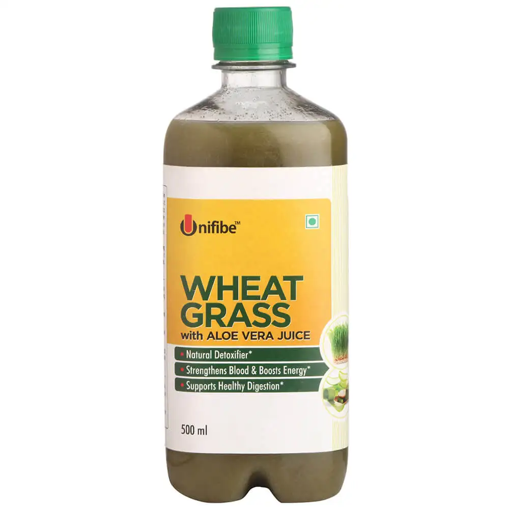 Unifibe Wheat Grass with Aloe Vera Juice,  Unflavoured  0.5 L