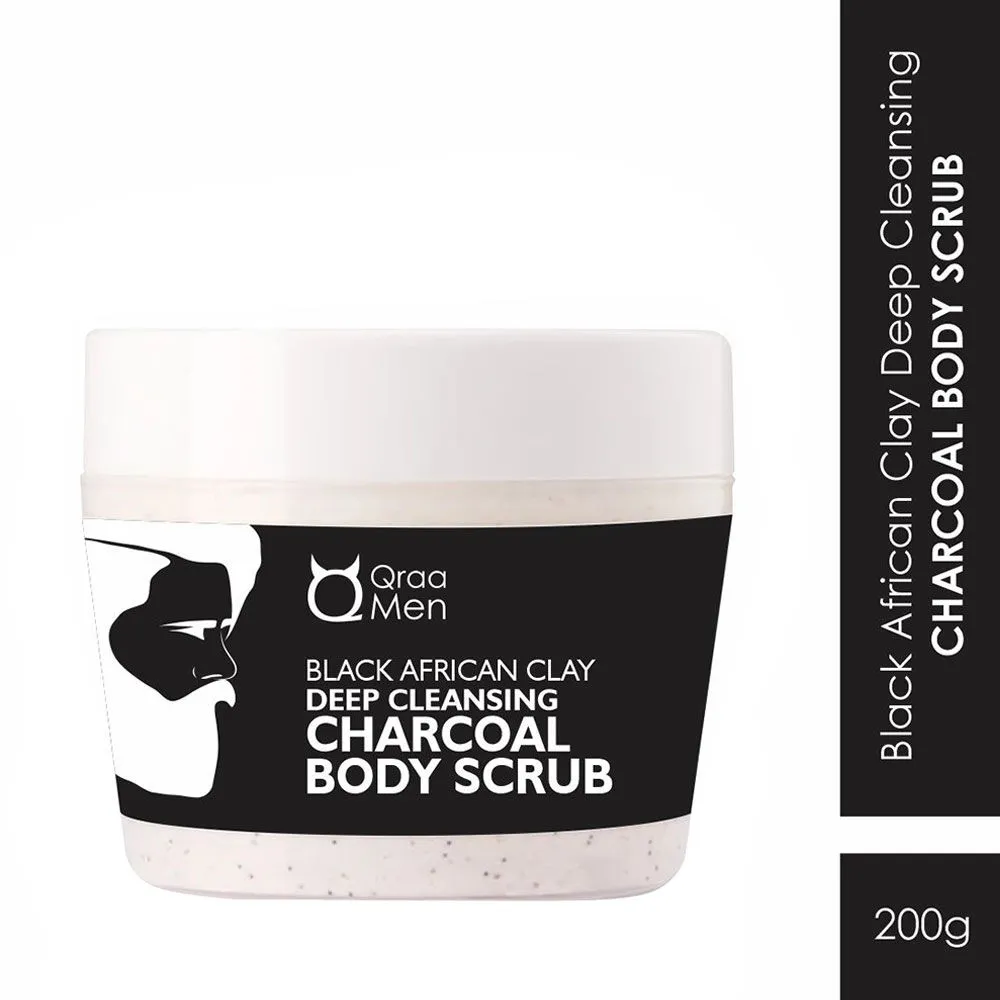 Qraa Men Black African Clay Deep Cleansing Charcoal Body Scrub