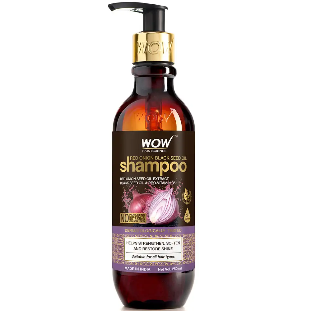 WOW Skin Science Red Onion Black Seed Oil Shampoo,  250 ml  for All Hair Types