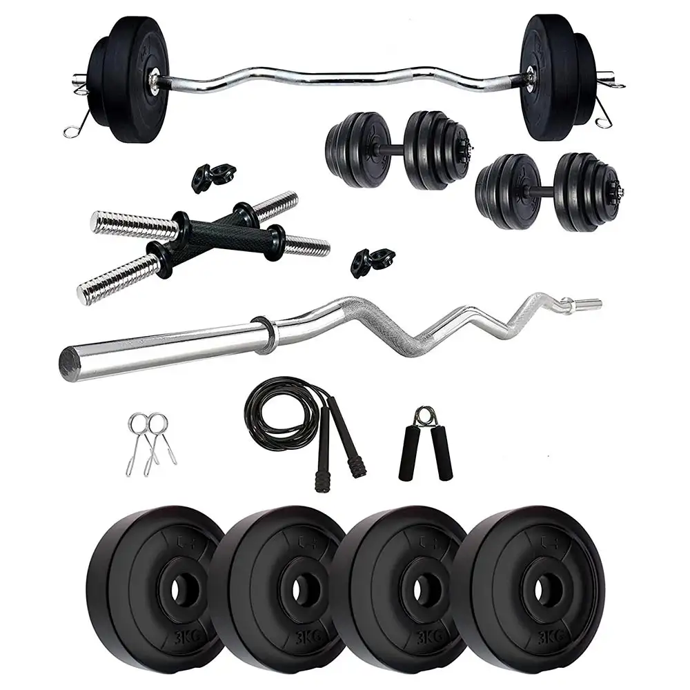 HUSTLE FITNESS PVC 12 Kg Combo Home Gym Kit