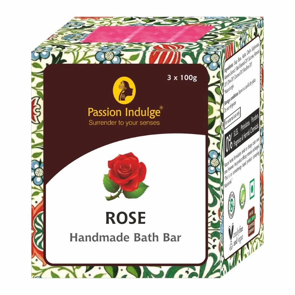 Passion Indulge Natural Handmade Bath Bar Soap - Rose (Pack of 3)